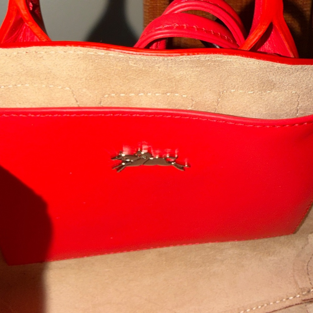 ‼️Authentic NEW Longchamp Le Roseau XS Red Leather Satchel Crossbody Bag - Picture 12 of 15